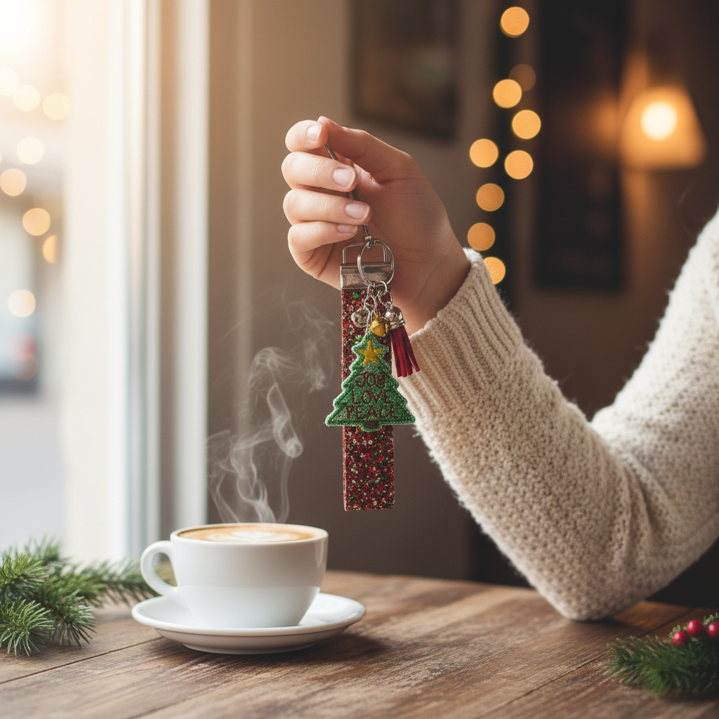 Joy, Love, Peace Tree Keychain and Wristlet