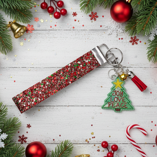 Joy, Love, Peace Tree Keychain and Wristlet