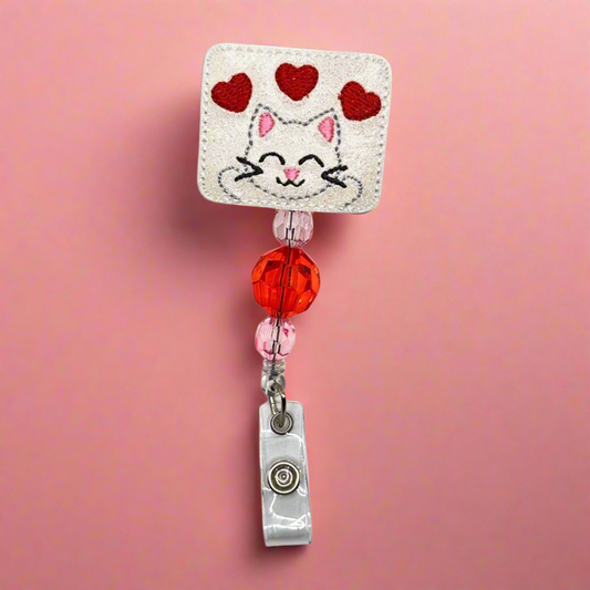 3 Hearts Kitten Badge Reel