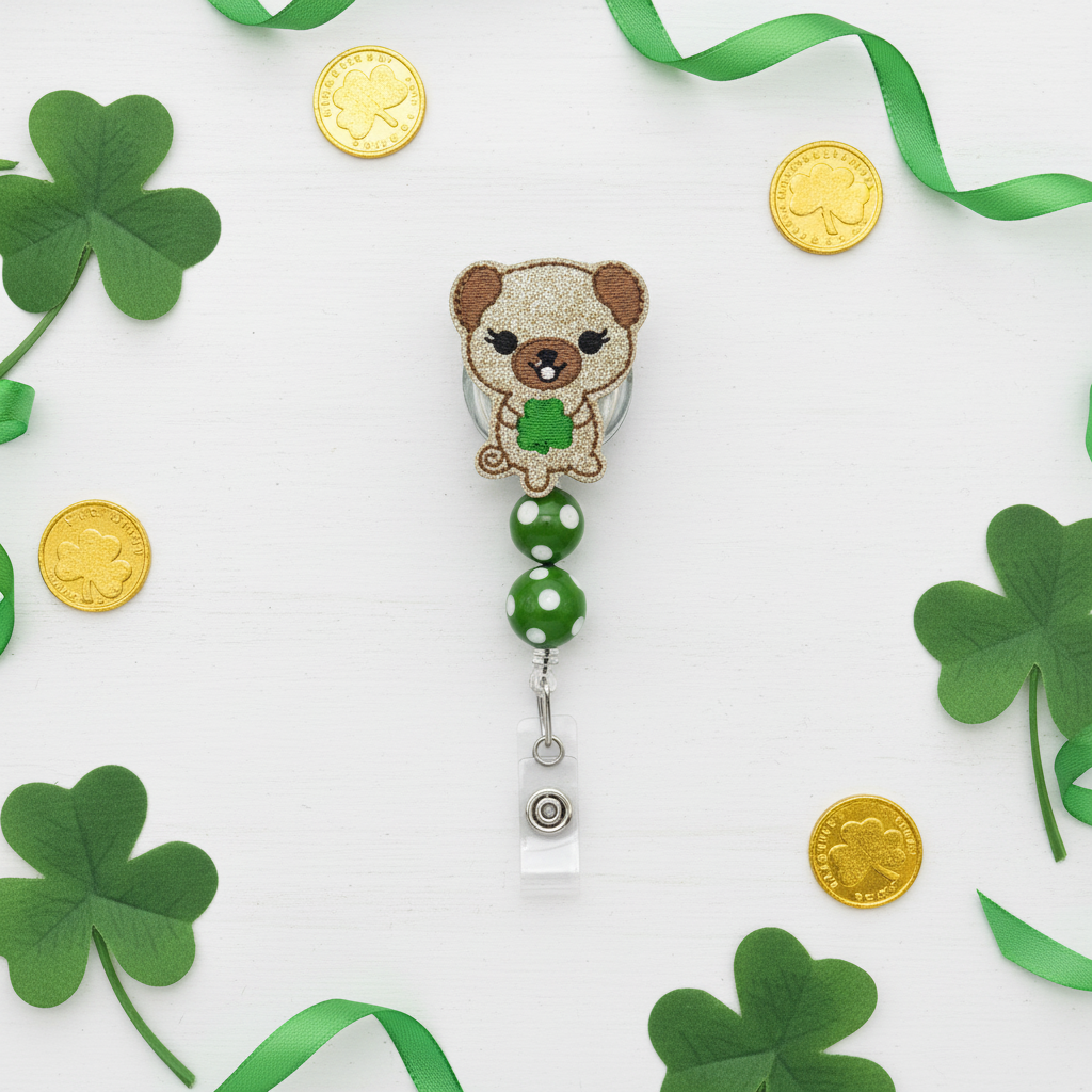 Dog with Shamrock Badge Reel