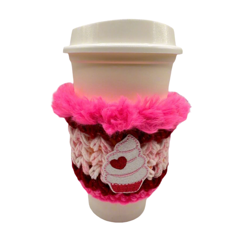 Heart Cupcake Coffee Cozy Sleeve