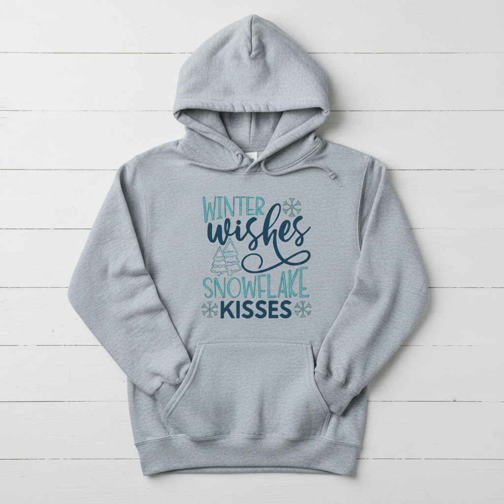 Winter Wishes Snowflake Kisses Hooded Sweatshirt, handmade sweatshirt