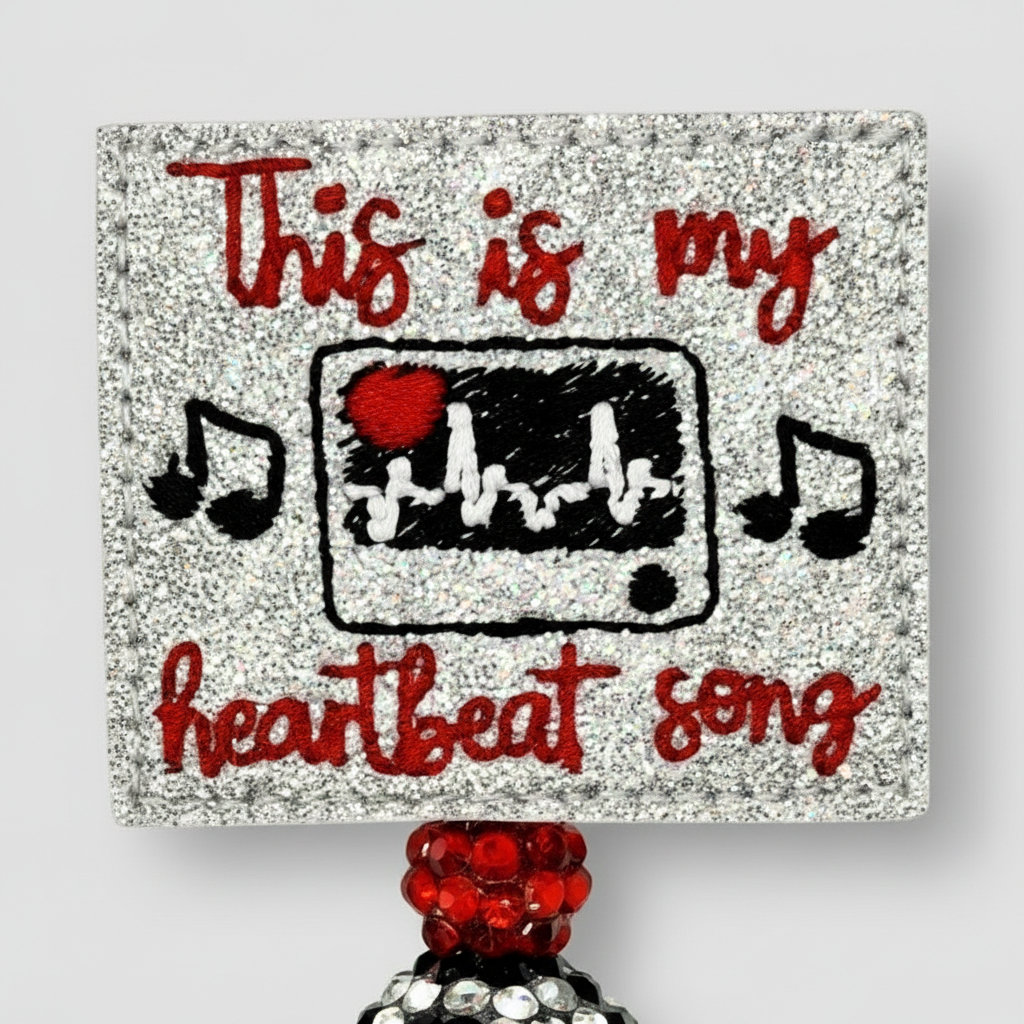 Heart beat song badge reel, handmade retractable ID badge reel - view 3