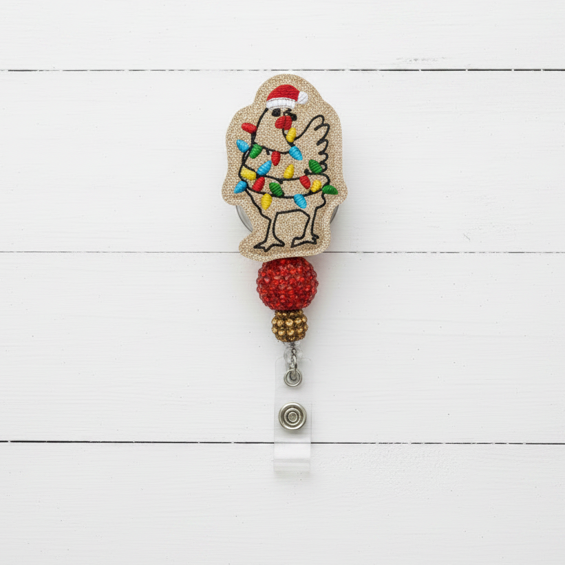 Christmas Light Chicken Badge Reel