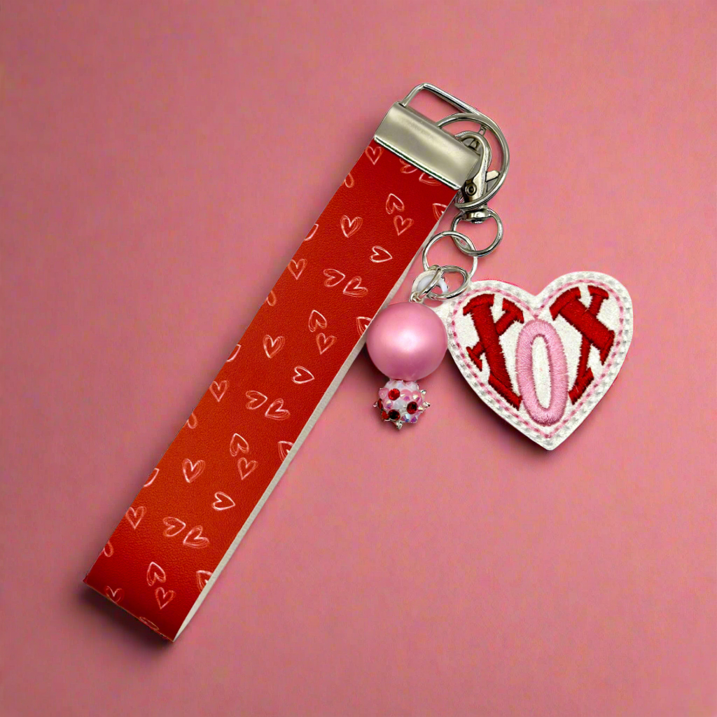 XOX Heart Keychain and Wristlet