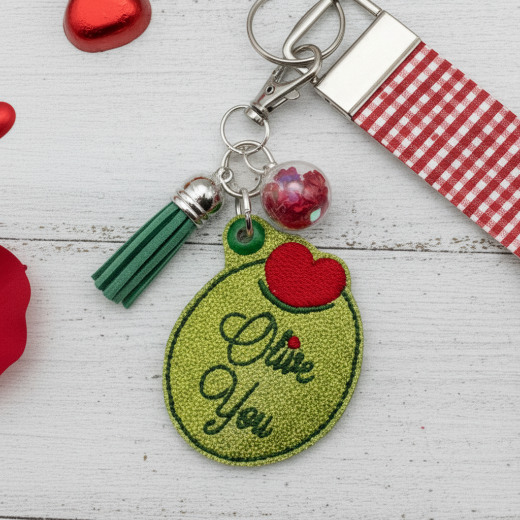 Olive You Keychain and Wristlet, handmade keychain wristlet - view 2