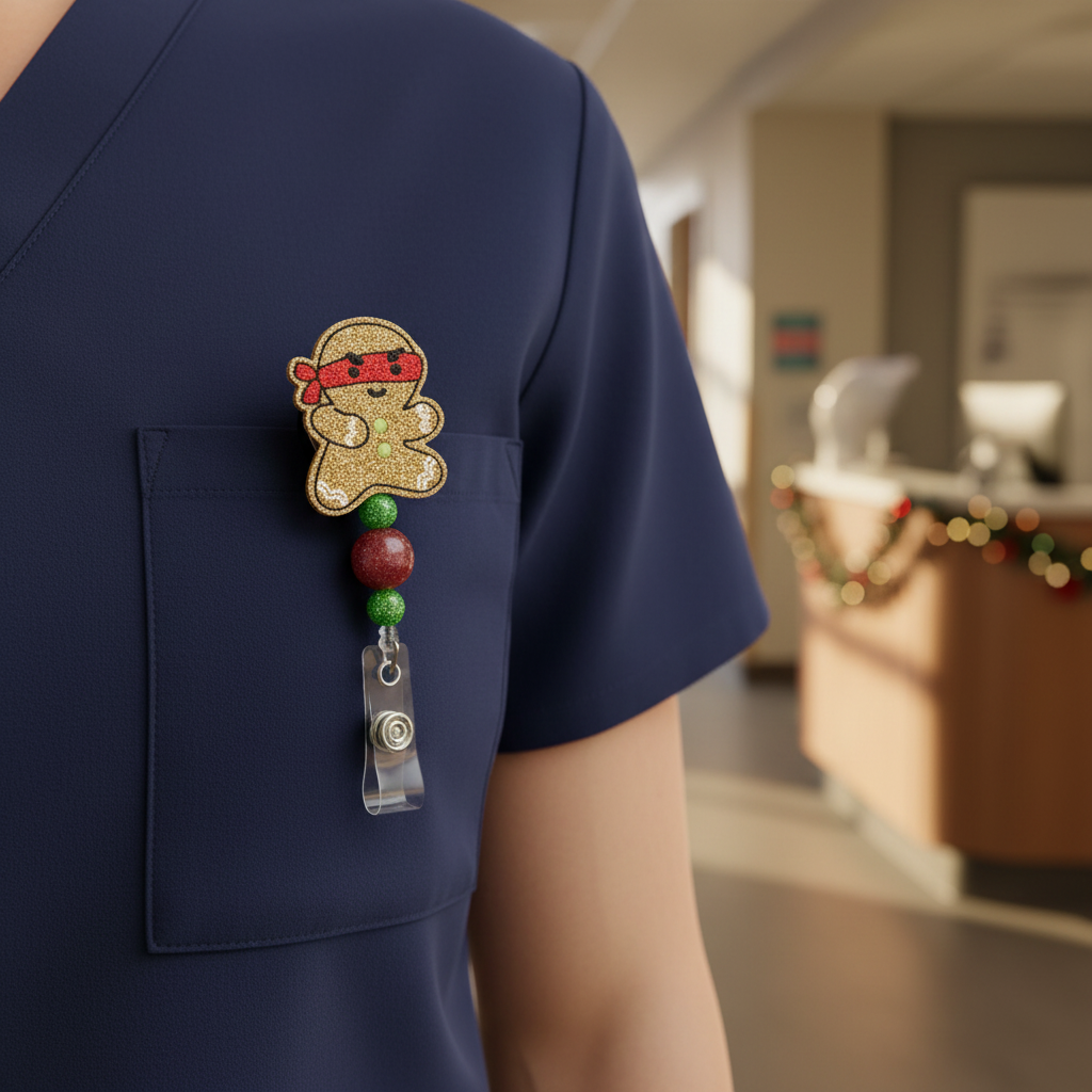 Ninja Gingerbread Man Badge Reel