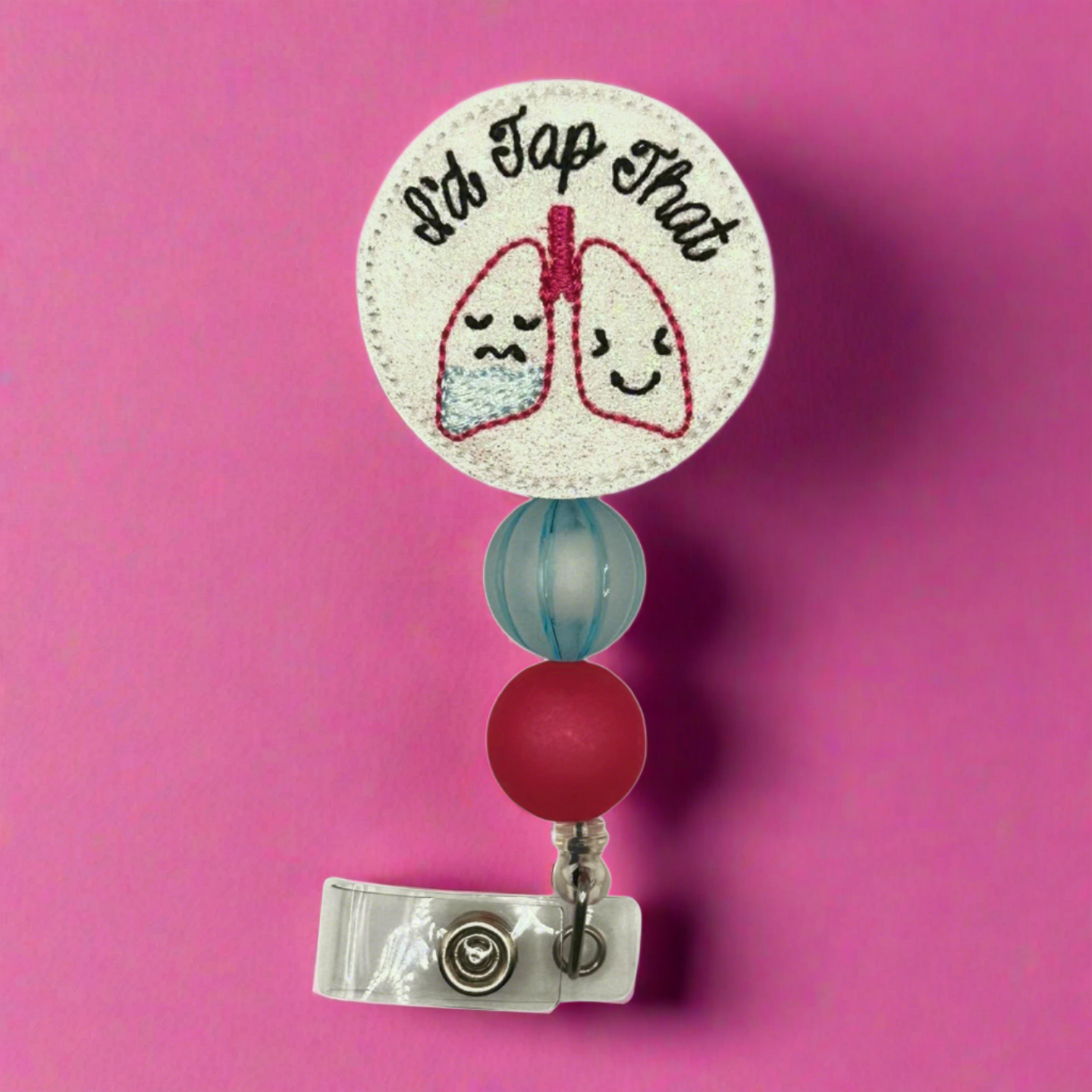 I’d Tap That Beaded Badge Reel