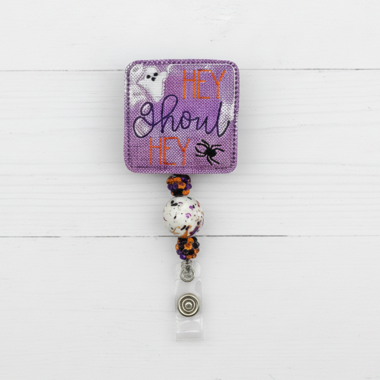 Hey Ghoul Hey Beaded Badge Reel