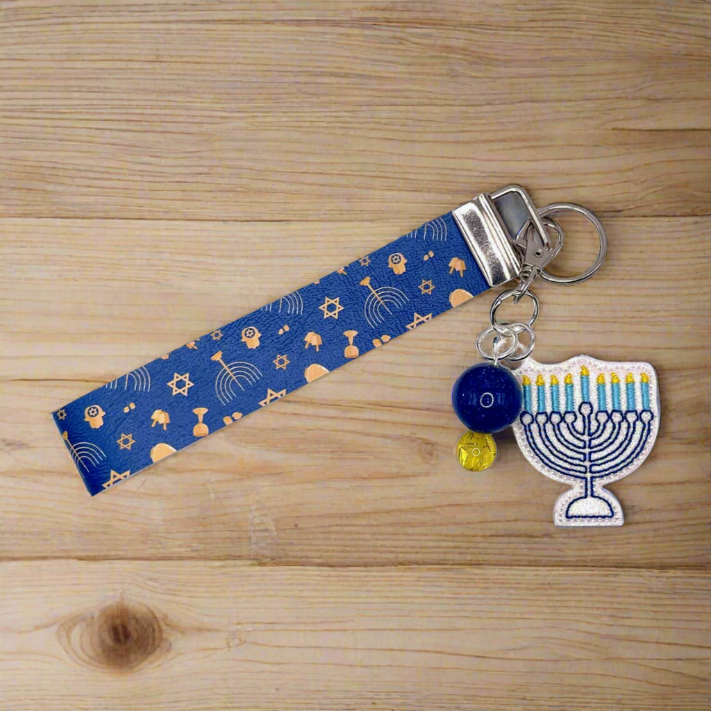 Menorah Keychain and Wristlet, handmade keychain wristlet - view 3