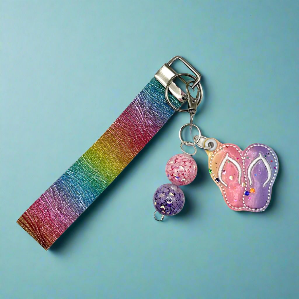 Glitter Flip Flops Keychain and Wristlet