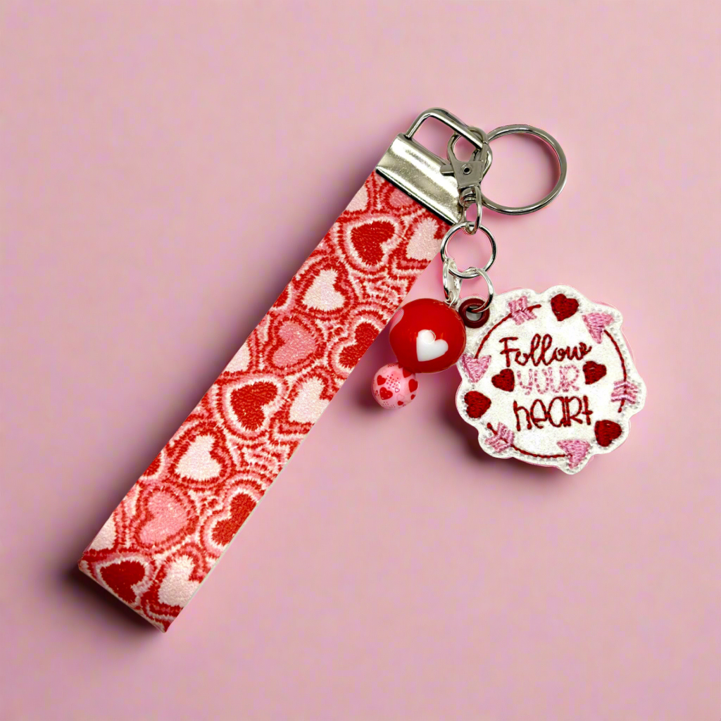Follow Your Heart Heart Keychain and Wristlet