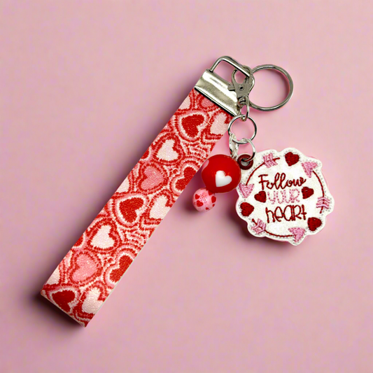 Follow Your Heart Heart Keychain and Wristlet