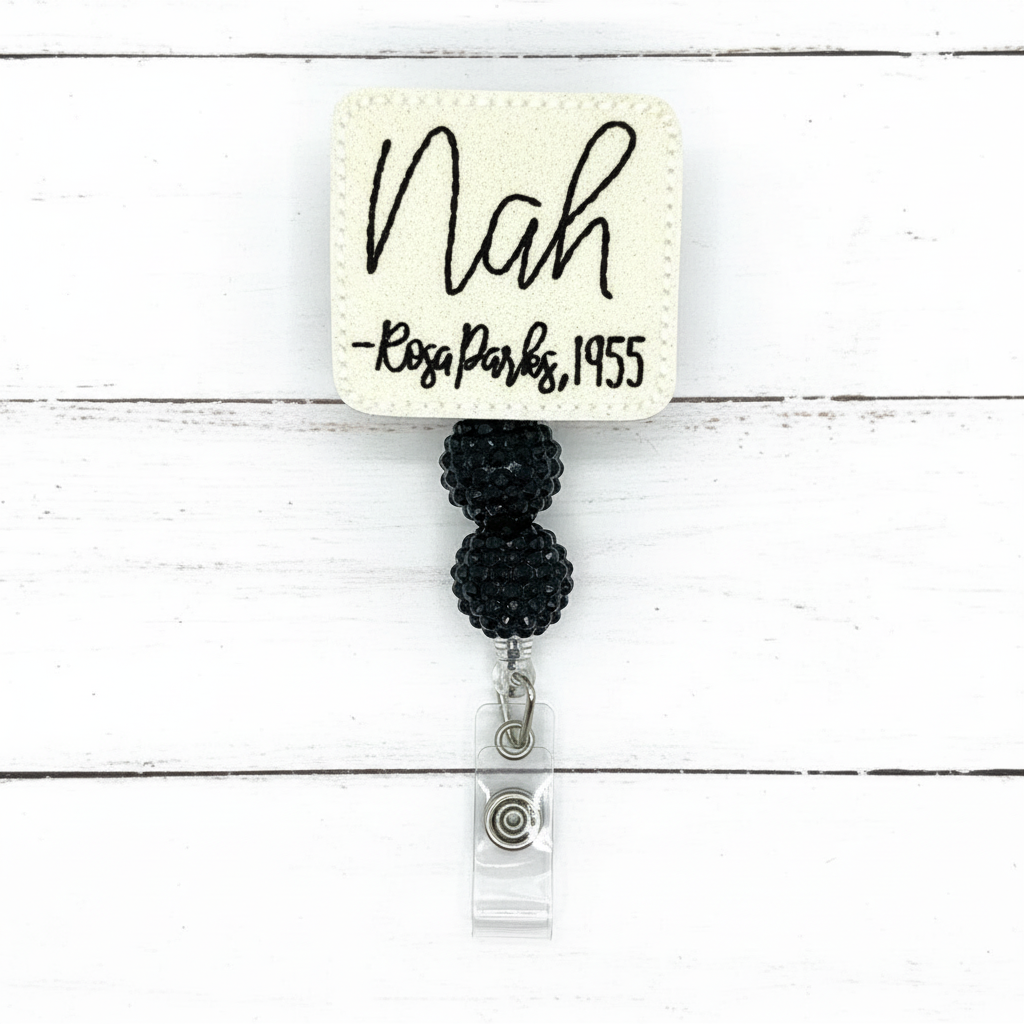 Nah - Rosa Parks Badge Reel, handmade retractable ID badge reel
