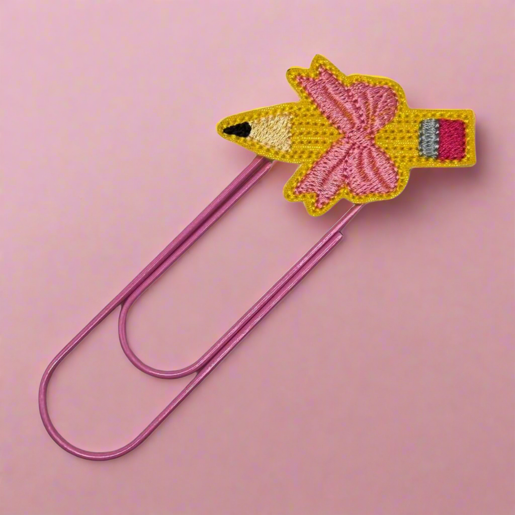 Pencil with Bow Oversized Paperclip