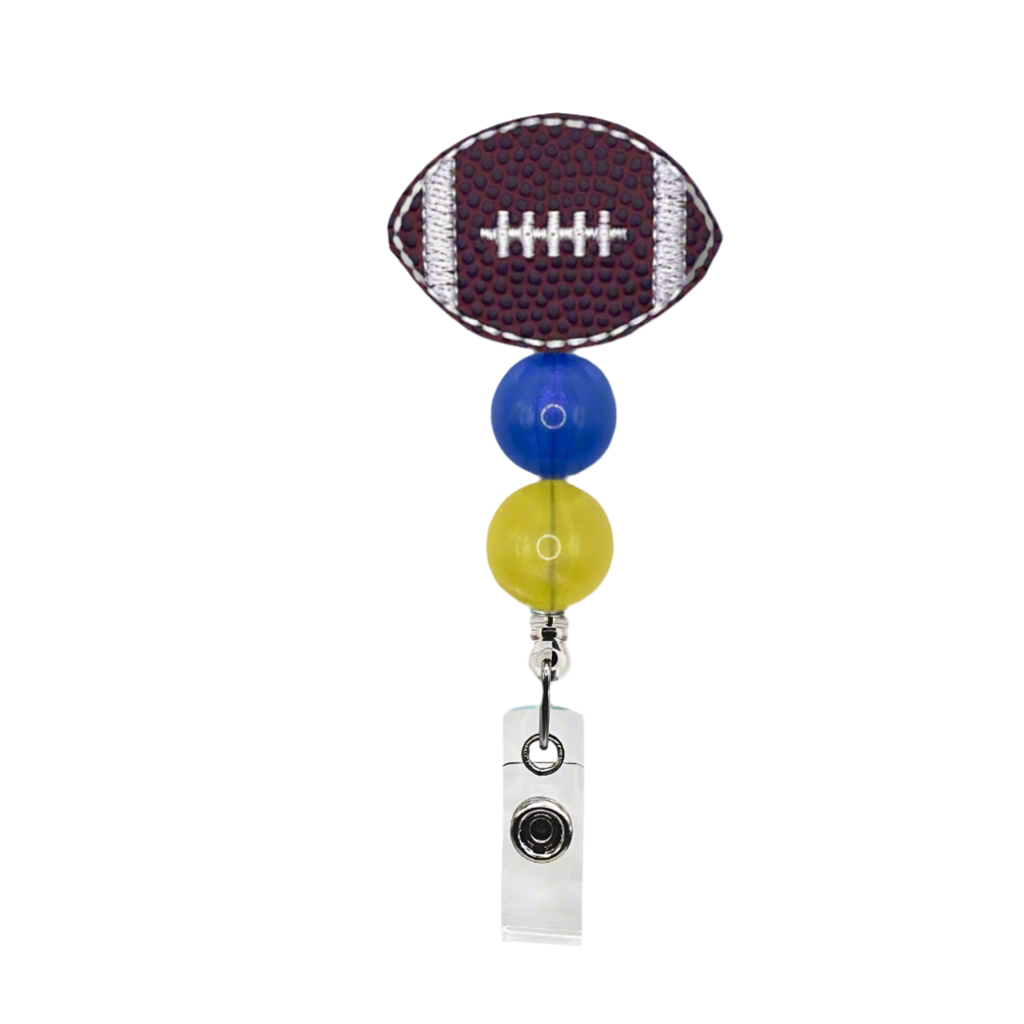 Blue and Yellow Football Badge Reel