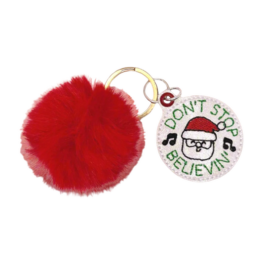 Don’t Stop Believin’ Pom Pom Keychain