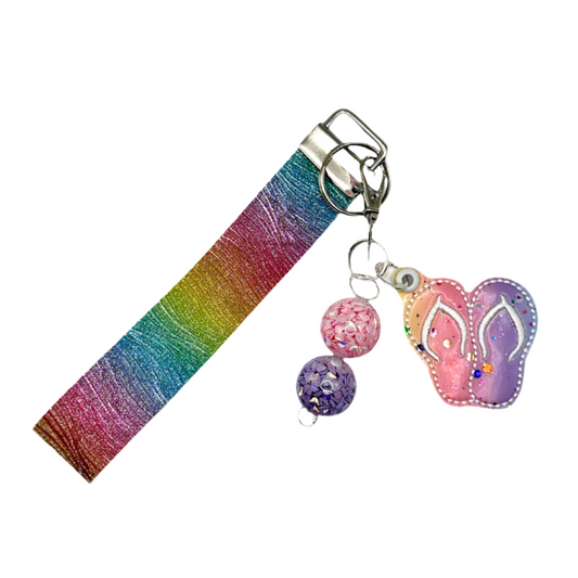 Glitter Flip Flops Keychain and Wristlet