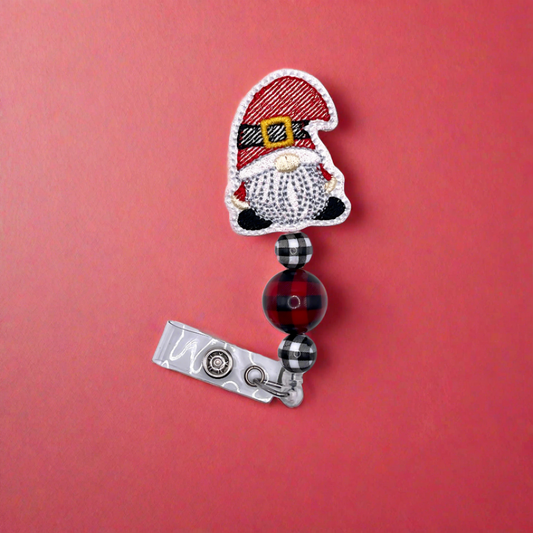 Santa Gnome Beaded Badge Reel
