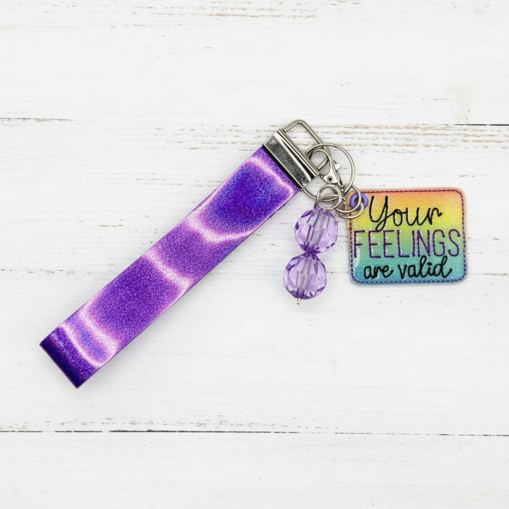 Your Feelings are Valid Keychain and Wristlet, handmade keychain wristlet