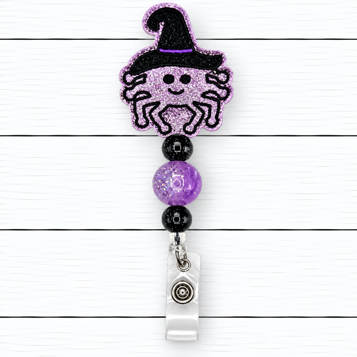 Spider Witch Halloween Badge Reel