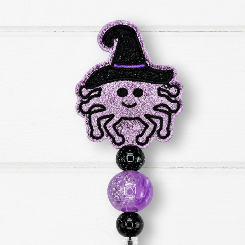 Spider Witch Halloween Badge Reel