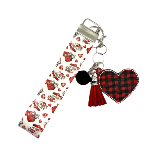 Buffalo Plaid Heart Keychain and Wristlet