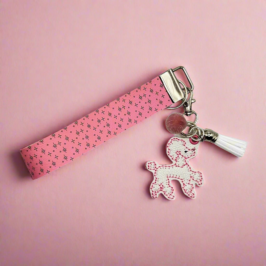 Pink Poodle Keychain and Wristlet