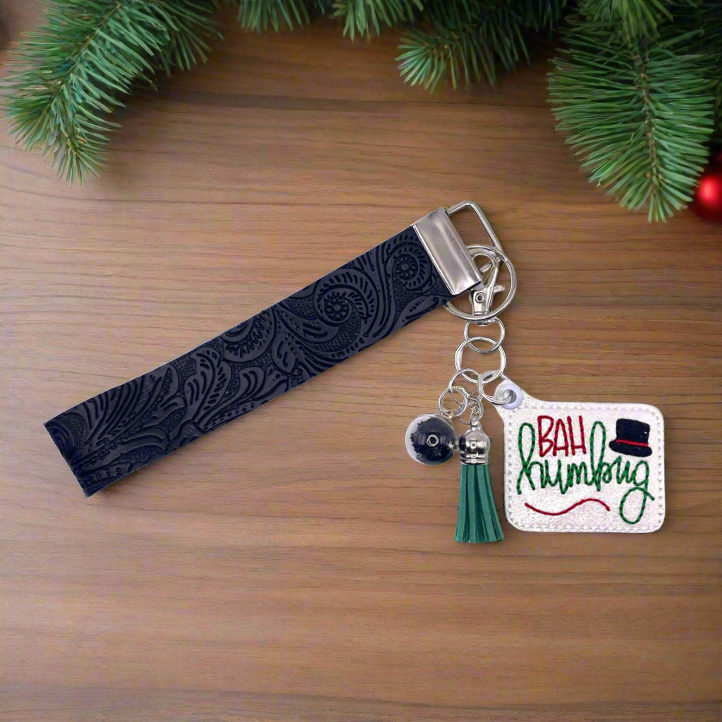 Bah Humbug Keychain and Wristlet, handmade keychain wristlet - view 2