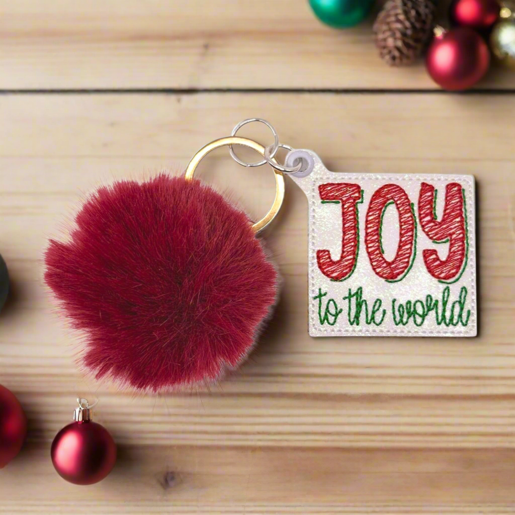 Joy to the World Pom Pom Keychain