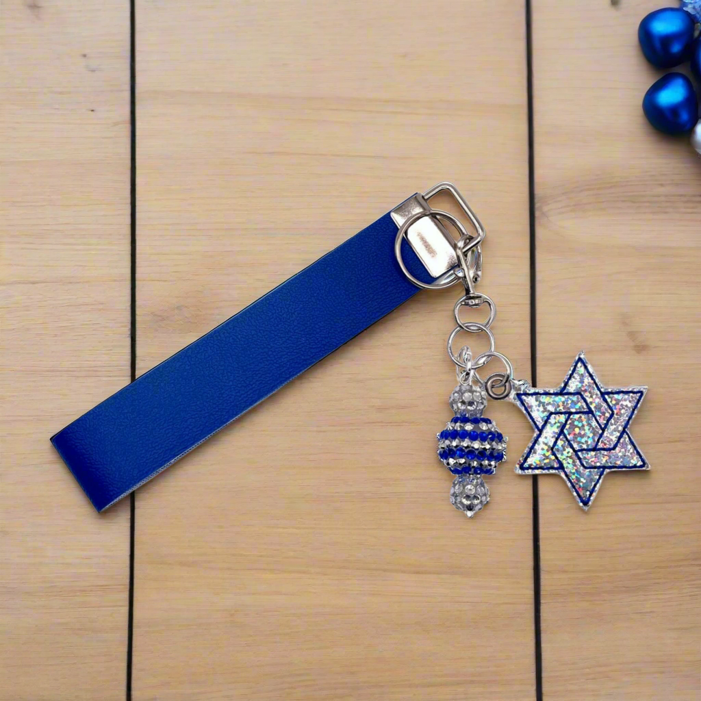Star of David Keychain and Wristlet, handmade keychain wristlet - view 2