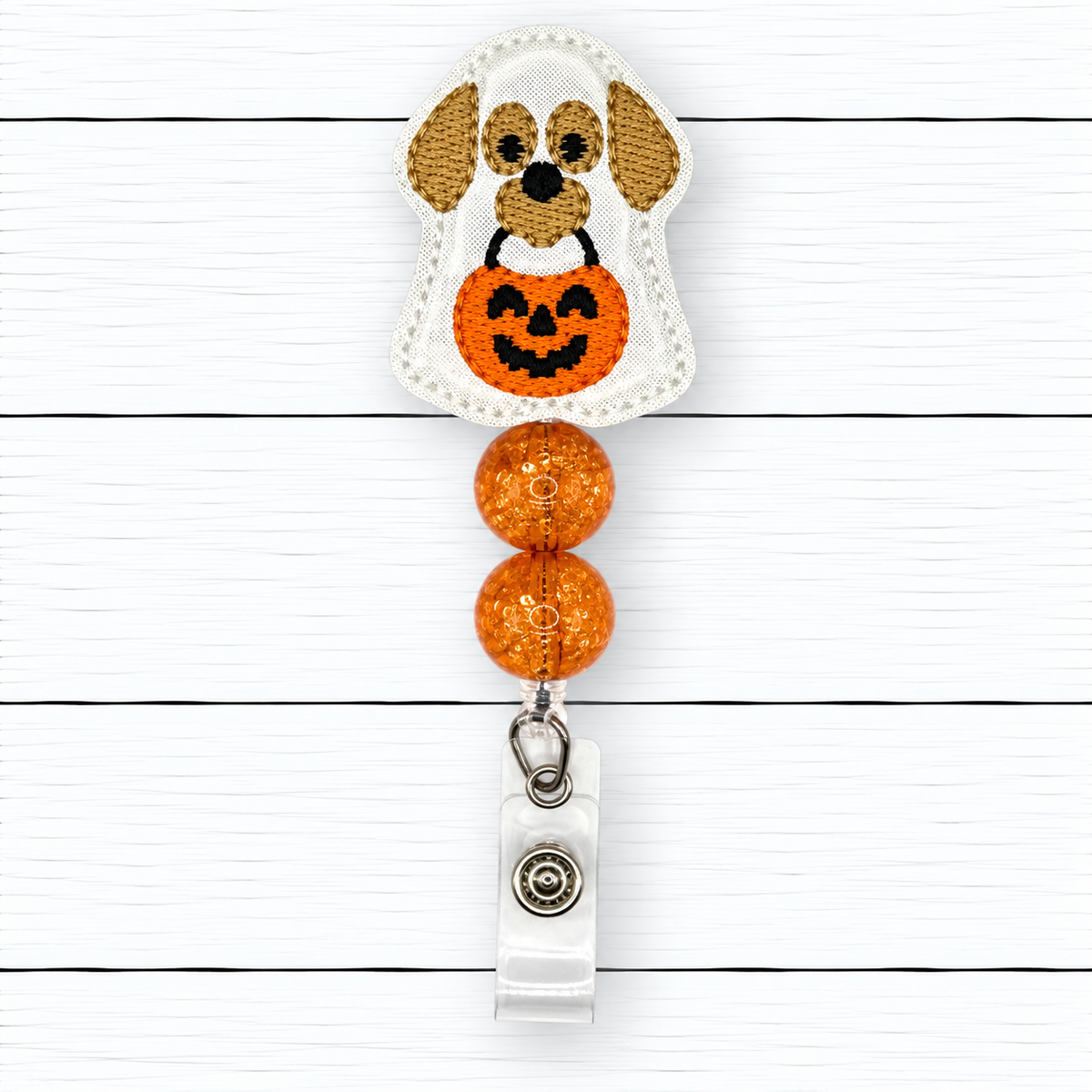 Ghost Dog Halloween Badge Reel