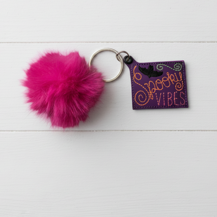 Spooky Vibes Pom Pom Keychain