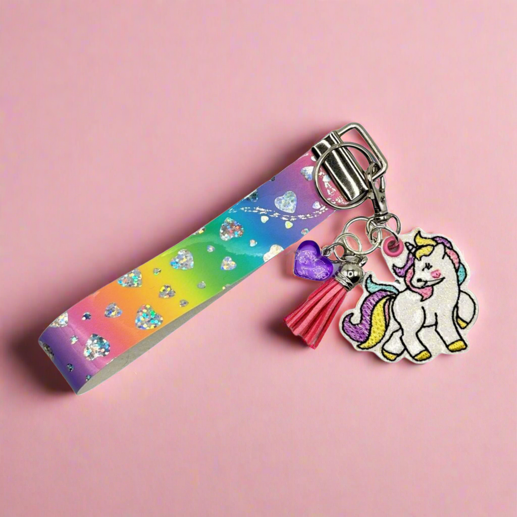 Pastel Unicorn Keychain and Wristlet