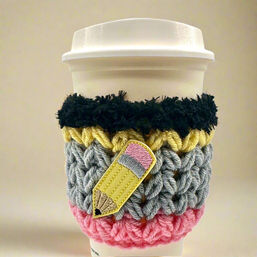 Pencil Crocheted Coffee Cozy
