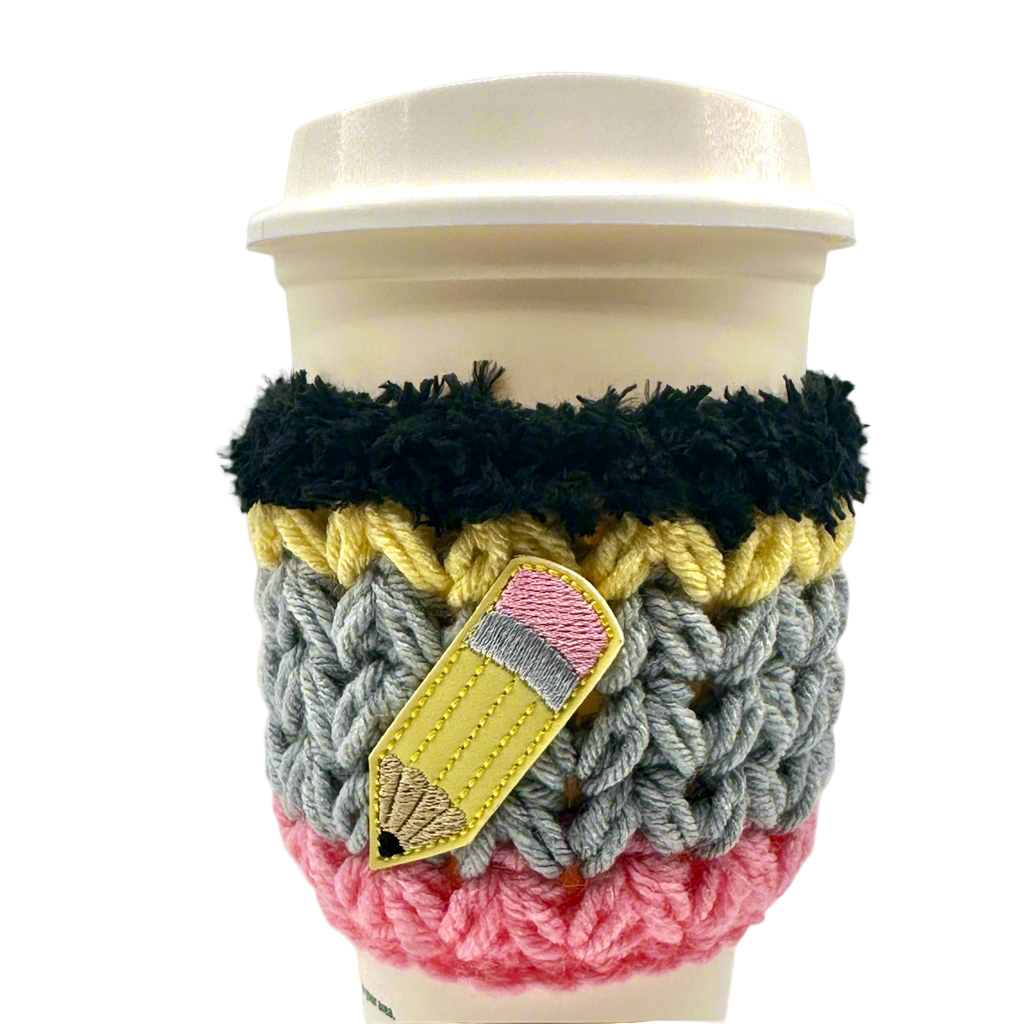Pencil Crocheted Coffee Cozy