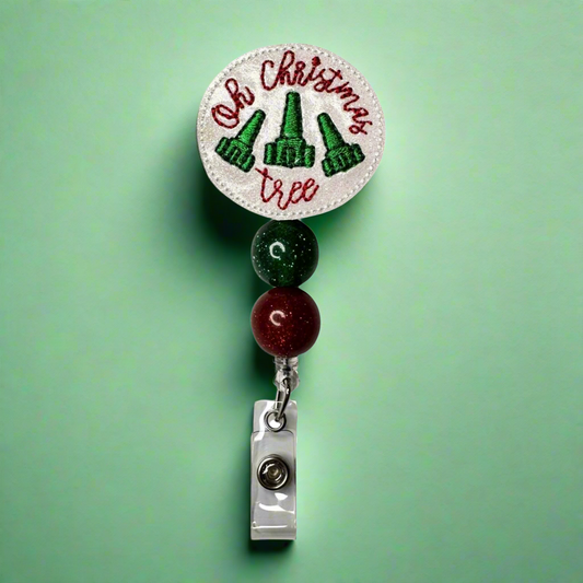 Oh Christmas Tree Beaded Badge Reel