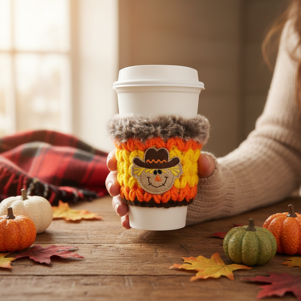 Scarecrow coffee cozy