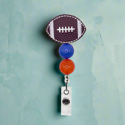 Blue and Orange Football Badge Reel