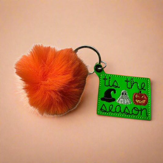 Tis the Season Halloween Pom PomKeychain