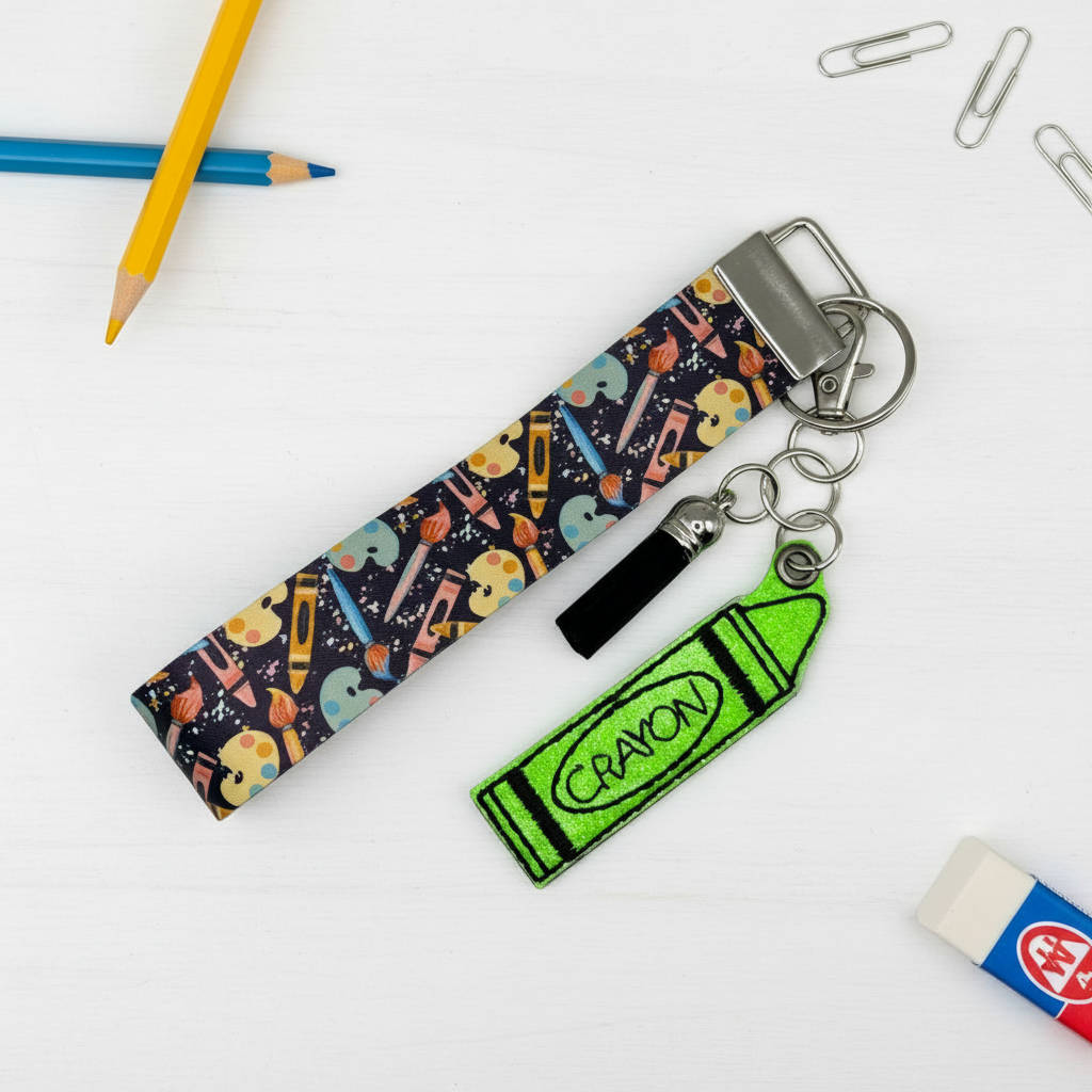 Crayon Keychain and Wristlet, handmade keychain wristlet - view 4