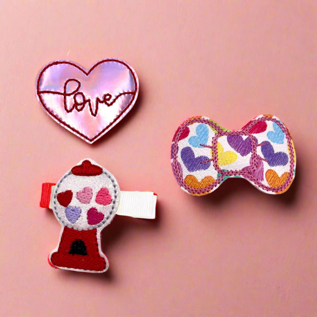 Candy Machine and Heart Hair Bow Clip Set