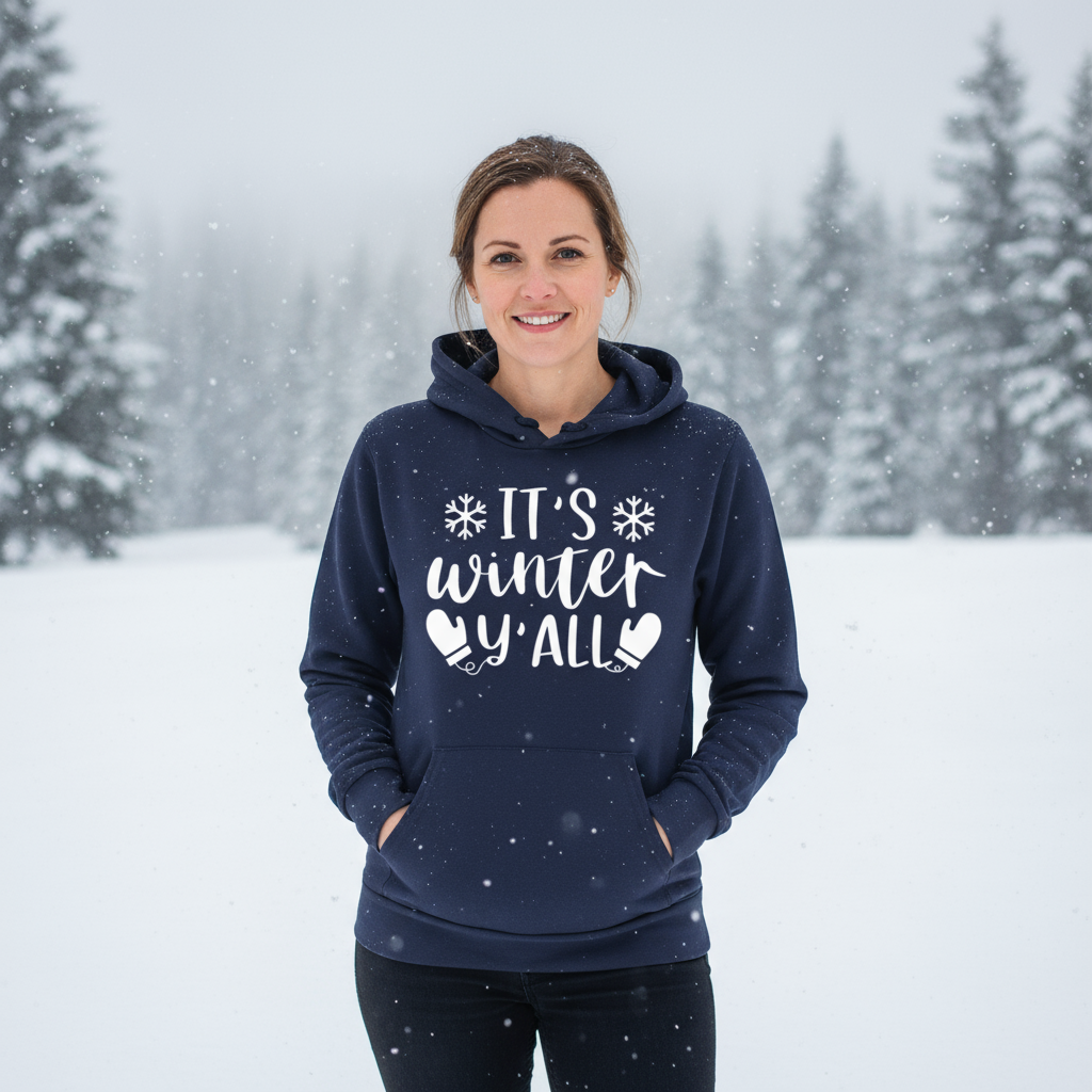 It's Winter Y'All Hooded Sweatshirt, handmade sweatshirt - view 2