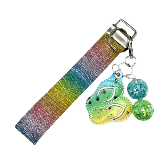 Glitter Flip Flops Keychain and Wristlet