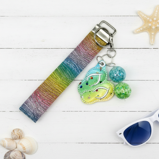 Glitter Flip Flops Keychain and Wristlet