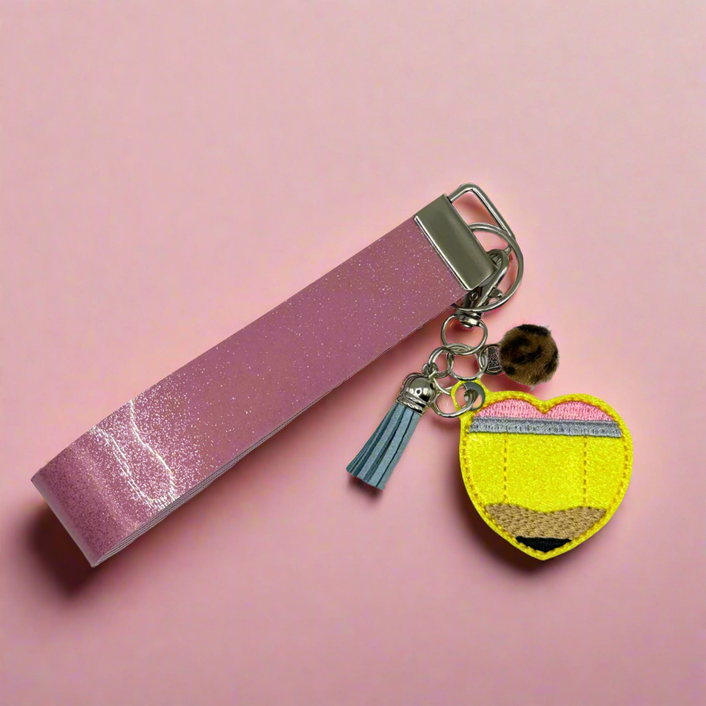 Pencil Heart Keychain and Wristlet