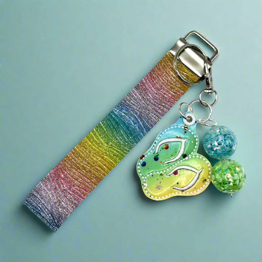 Glitter Flip Flops Keychain and Wristlet