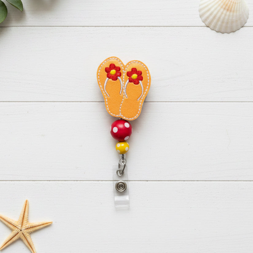 Orange Flip Flop Badge Reel