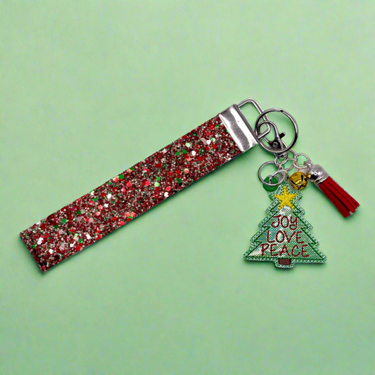 Joy, Love, Peace Tree Keychain and Wristlet