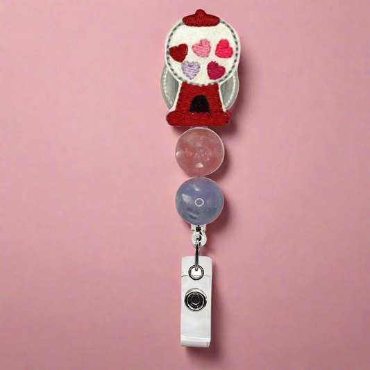 Gumball beaded badge reel